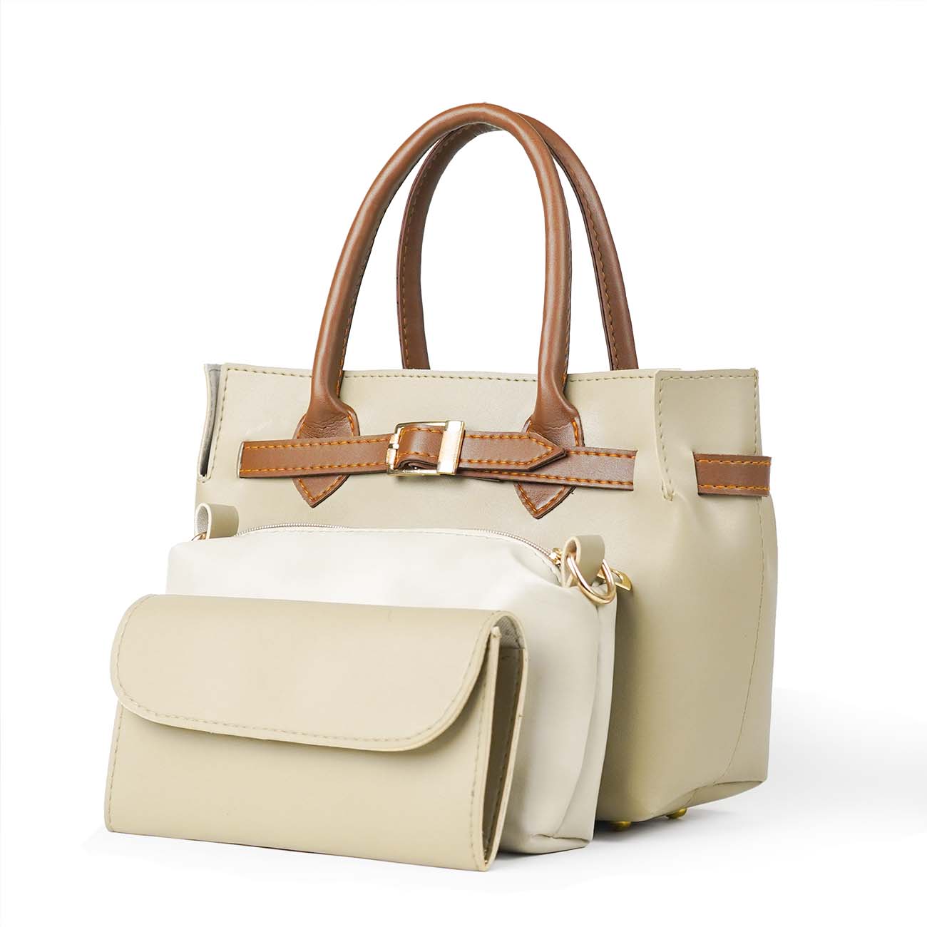 Buckle Set of 3 Bag Beige