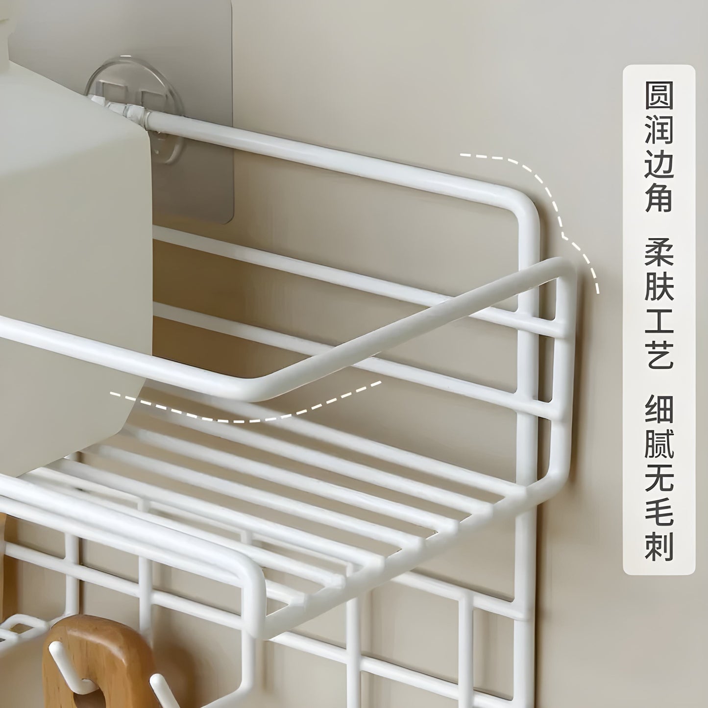 Bathroom Storage Shelf with Hooks and Soap Dish