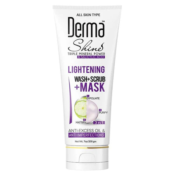 Derma Shine-3 in 1 Lightening Wash+Scrub+Mask - 200ml