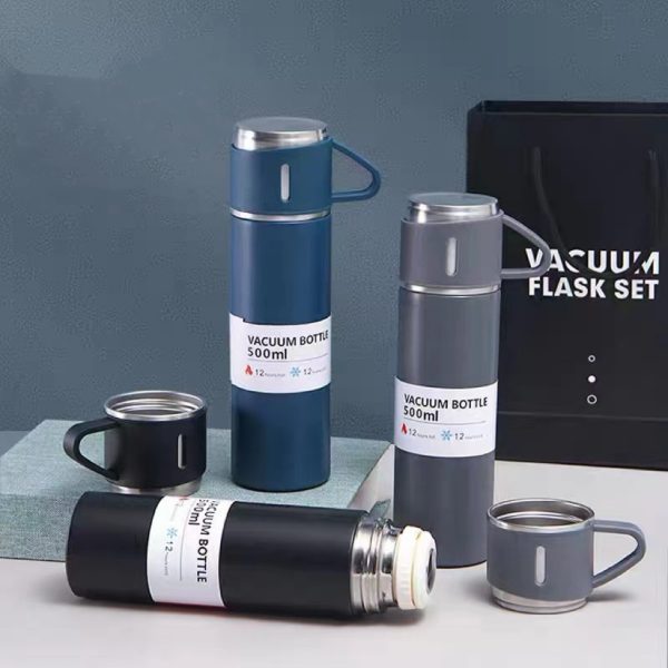 Vacuum Flask Set with 3 Cups