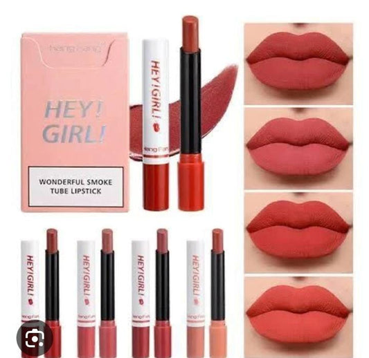 HENG FANG Hey Girl Smoke Tube Matte Lipstick / 4 Pcs