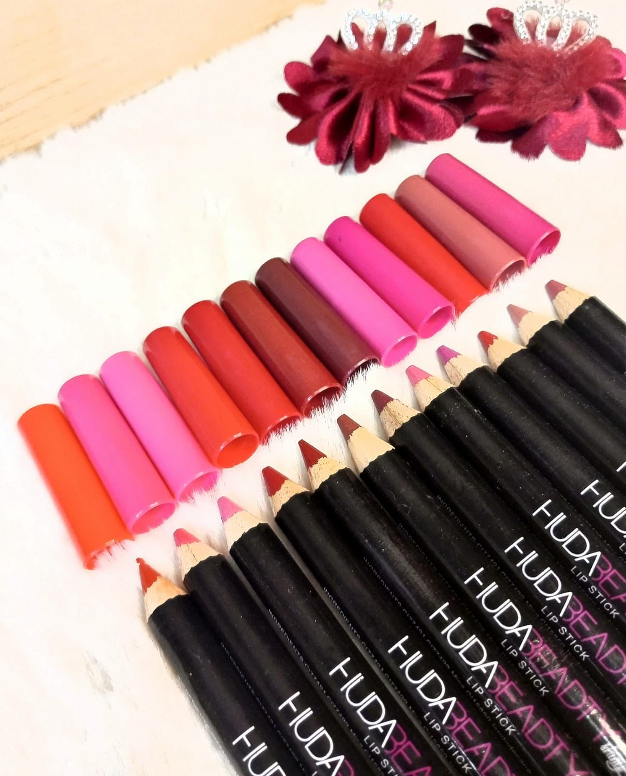 Huda Creamy Matte Jumbo lip Pencils set of 12Pcs