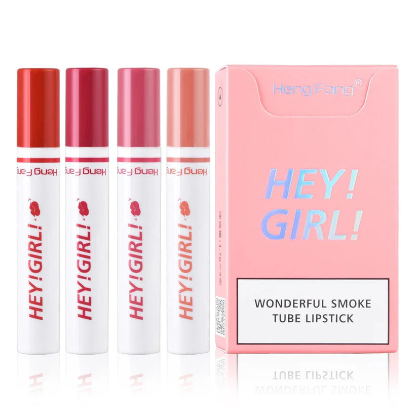 HENG FANG Hey Girl Smoke Tube Matte Lipstick / 4 Pcs